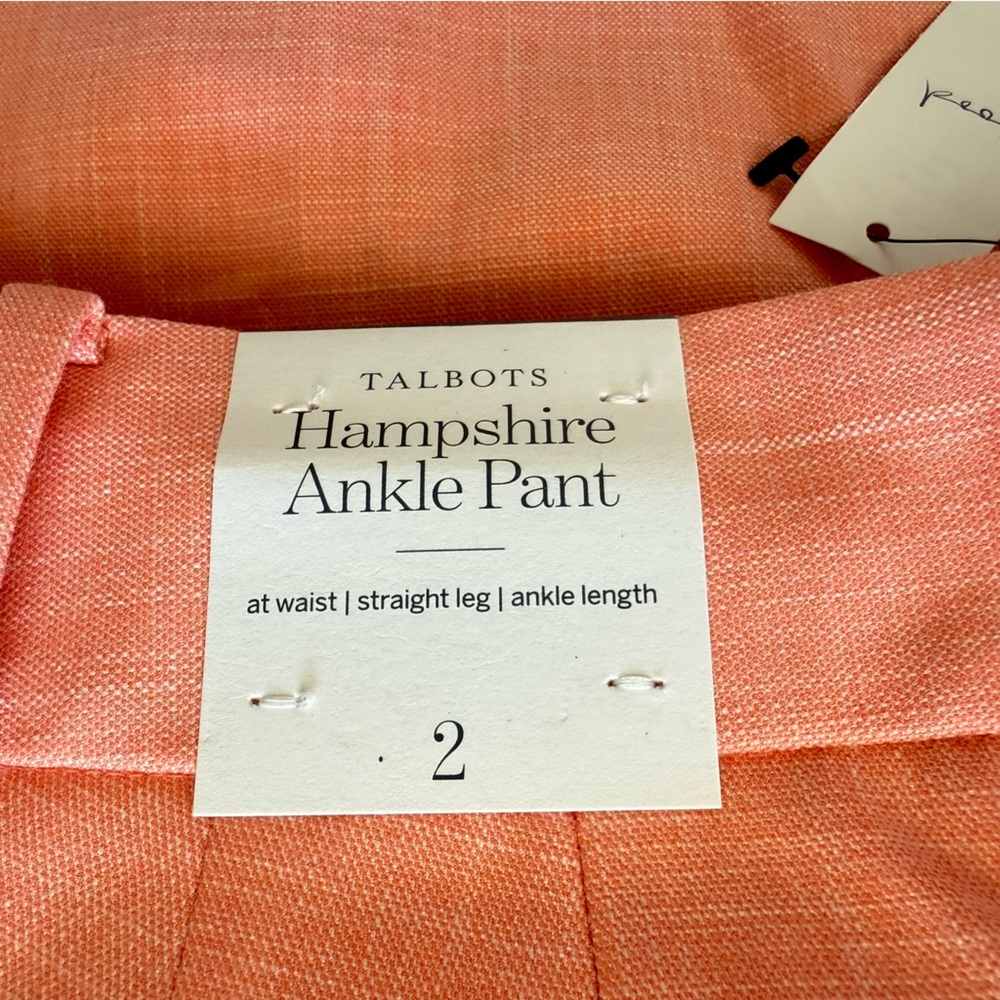 Talbots Hampshire Textured Ankle Pants Straight-Leg Elegant Coral Women's 2 NWT - Picture 7 of 12